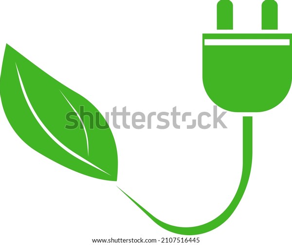 Green icon for charging hybrid cars. A source\
of fuel energy and biofuels. Vector image isolated on a white\
background.