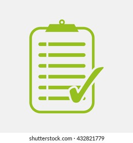 Green icon of Checklist on Light Gray background. Eps-10.