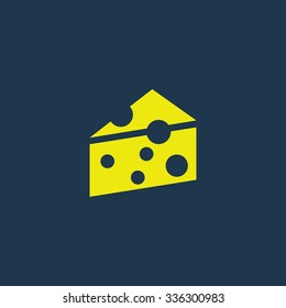 Green icon of Cheese on dark blue background. Eps.10