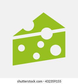 Green icon of Cheese on Light Gray background. Eps-10.