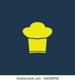 Green icon of Chef Cap on dark blue background. Eps.10