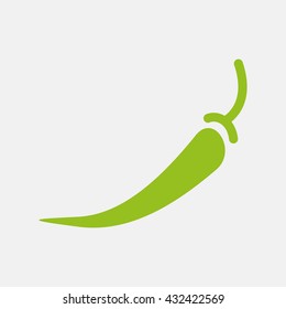 Green icon of Chilly Pepper on Light Gray background. Eps-10.