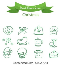 Green icon Christmas holiday vector