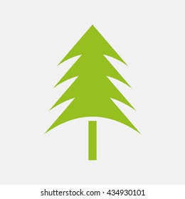 Green icon of Christmas Tree on Light Gray background. Eps-10.