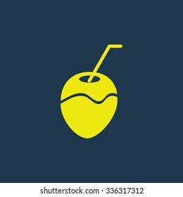 Green icon of Coconut on dark blue background. Eps.10