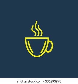 Green icon of Coffee Cup on dark blue background. Eps.10