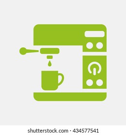 Green icon of Coffee Machine on Light Gray background. Eps-10.