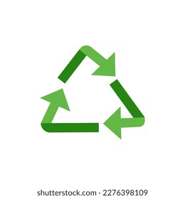Icono verde formado por flechas. Eco. Reciclando. Ilustración de material vectorial. aislado. Fondo blanco.