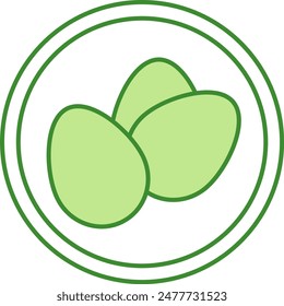 Green Icon Contains Eggs. Vector Icon. Label for Food Packaging. Healthy Eating