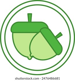 Green Icon Contains Nuts. Vector Icon. Label for Products Containing Nuts. Risk of Food Allergy