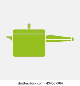 Green icon of Cooker on Light Gray background. Eps-10.