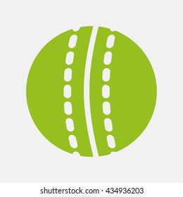 Green icon of Cricket Ball on Light Gray background. Eps-10.