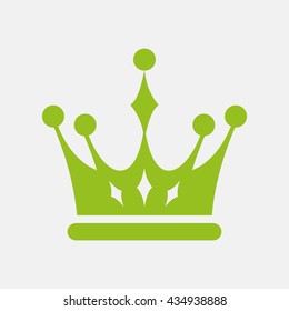Green icon of Crown on Light Gray background. Eps-10.