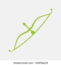 Green icon of Cupid & Arrow on Light Gray background. Eps-10.