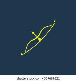 Green icon of Cupid Bow on dark blue background. Eps.10