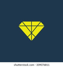 Green icon of Diamond on dark blue background. Eps.10