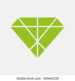Green icon of Diamond on Light Gray background. Eps-10.