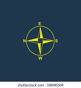 Green icon of Direction Compass on dark blue background. Eps.10