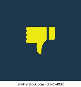 Green icon of Dislike on dark blue background. Eps.10
