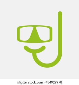 Green icon of Diving Mask on Light Gray background. Eps-10.