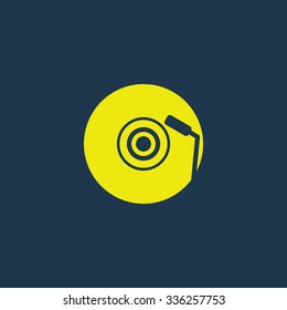 Green icon of DJ on dark blue background. Eps.10
