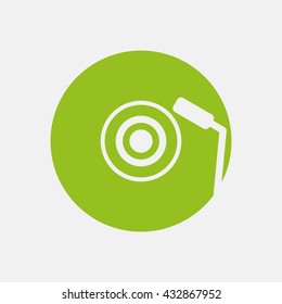Green icon of DJ on Light Gray background. Eps-10.