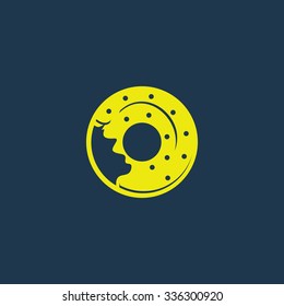Green icon of Donuts on dark blue background. Eps.10