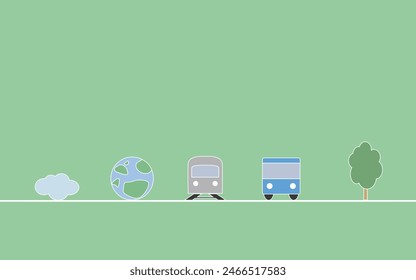 GREEN icon eco cloud earth subway bus tree air