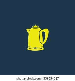 Green icon of Electric Kettle on dark blue background. Eps.10