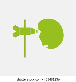 Green icon of Eye Checkup on Light Gray background. Eps-10.
