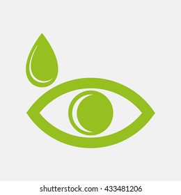 Green icon of Eye on Light Gray background. Eps-10.