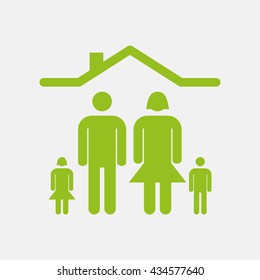 Green icon of Family on Light Gray background. Eps-10.