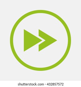Green icon of Fast Forward on Light Gray background. Eps-10.