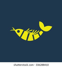 Green icon of Fish on dark blue background. Eps.10