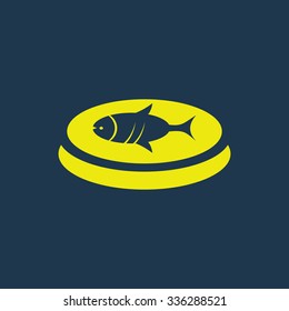 Green icon of Fish on dark blue background. Eps.10