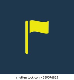 Green icon of Flag on dark blue background. Eps.10