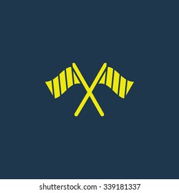 Green icon of Flags on dark blue background. Eps.10