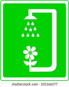 green icon with flower and shower. symbol garden watering