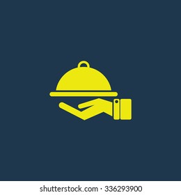 Green icon of Food Service on dark blue background. Eps.10