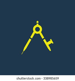 Green icon of Geometry Compass on dark blue background. Eps.10