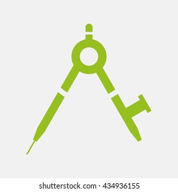 Green icon of Geometry Compass on Light Gray background. Eps-10.