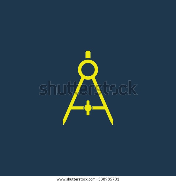 Green icon of Geometry Compass on dark blue\
background. Eps.10