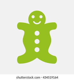 Green icon of Gingerbread on Light Gray background. Eps-10.