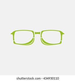 Green icon of Glasses on Light Gray background. Eps-10.