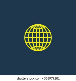 Green icon of Globe on dark blue background. Eps.10