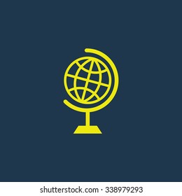 Green icon of Globe on dark blue background. Eps.10