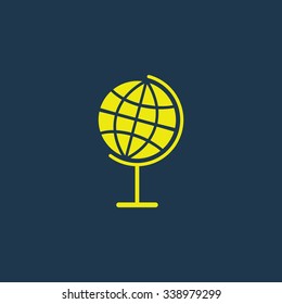 Green icon of Globe on dark blue background. Eps.10