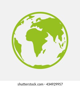 Green icon of Globe on Light Gray background. Eps-10.