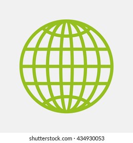 Green icon of Globe on Light Gray background. Eps-10.