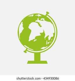 Green icon of Globe on Light Gray background. Eps-10.
